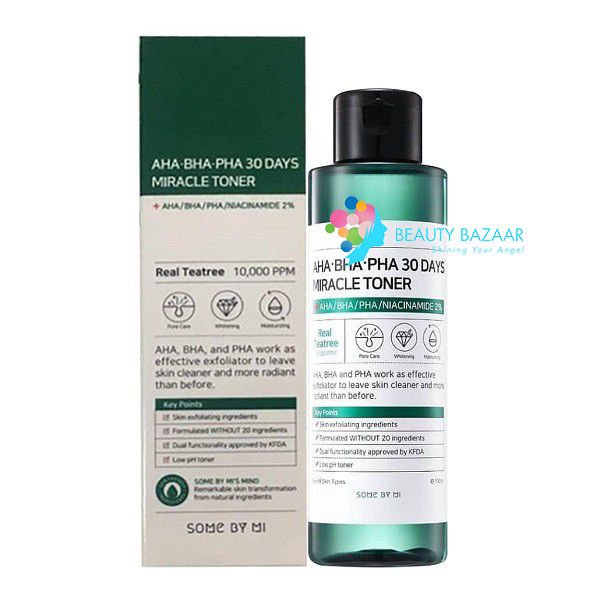 Nước Hoa Hồng giảm mụn làm sạch da tẩy tế bào chết Some By Mi AHA BHA PHA 30 Days Miracle Toner 150ml