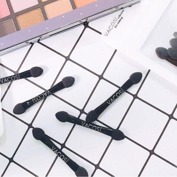 Cọ Tán Phấn Mắt 2 Đầu Cán Đen Vacosi Dual Eyeshadow Sponge CM13 (10 CÂY)