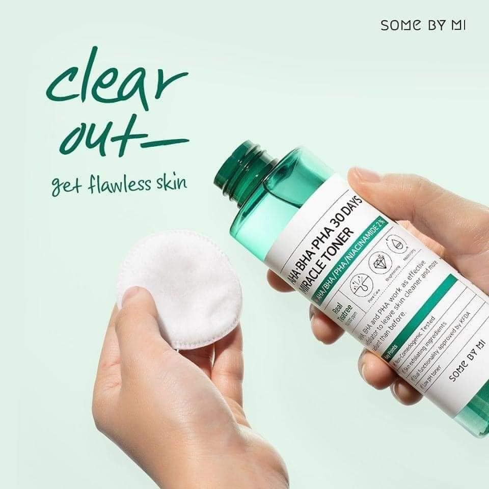 Nước Hoa Hồng giảm mụn làm sạch da tẩy tế bào chết Some By Mi AHA BHA PHA 30 Days Miracle Toner 150ml