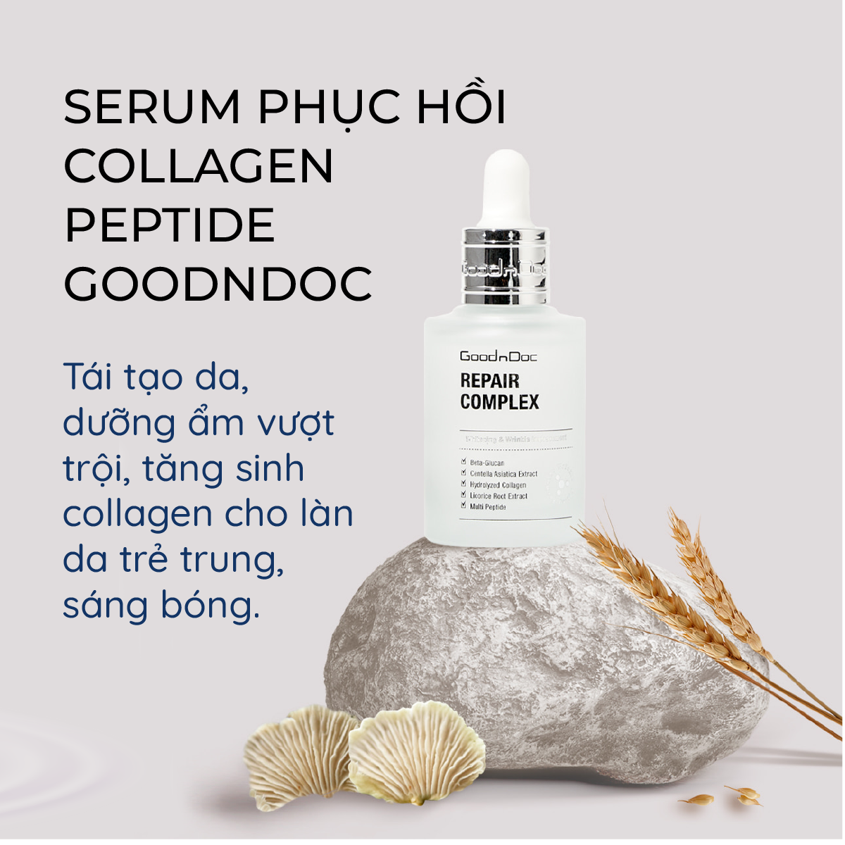 Tinh Chất Phục Hồi Cấp Ẩm Rau Má Collagen Peptide GoodnDoc Repair Complex Serum