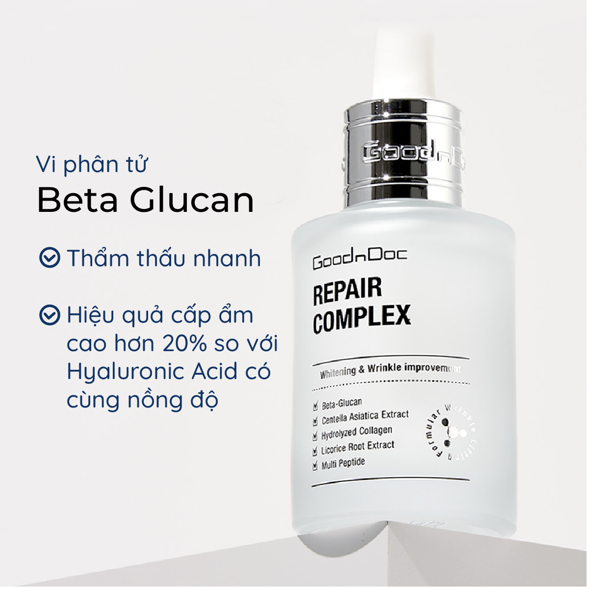 Tinh Chất Phục Hồi Cấp Ẩm Rau Má Collagen Peptide GoodnDoc Repair Complex Serum
