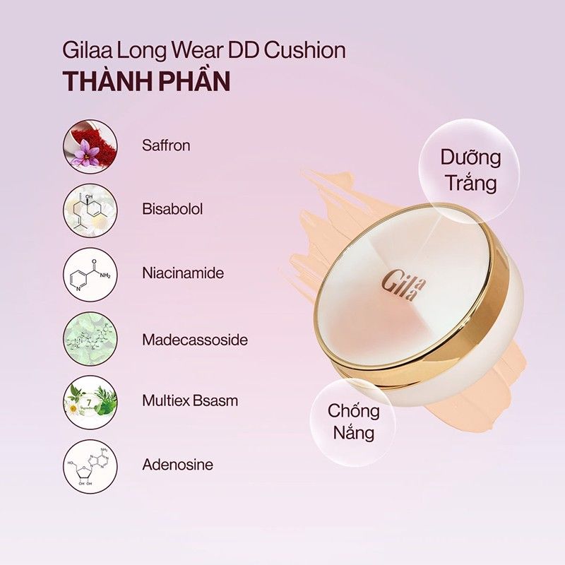 Phấn Nước Kiềm Dầu Che Phủ Tốt Gilaa Long Wear DD Cushion SPF50+ PA+++ 13g