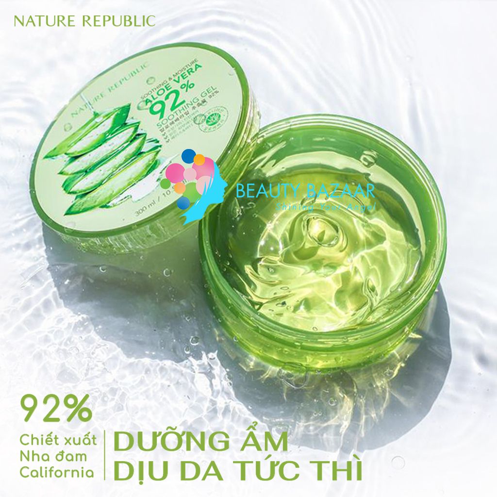 Gel lô hội dưỡng ẩm Nature Republic Soothing & Moisture Aloe Vera 92% gel nha đam - Hàn Quốc 300ml