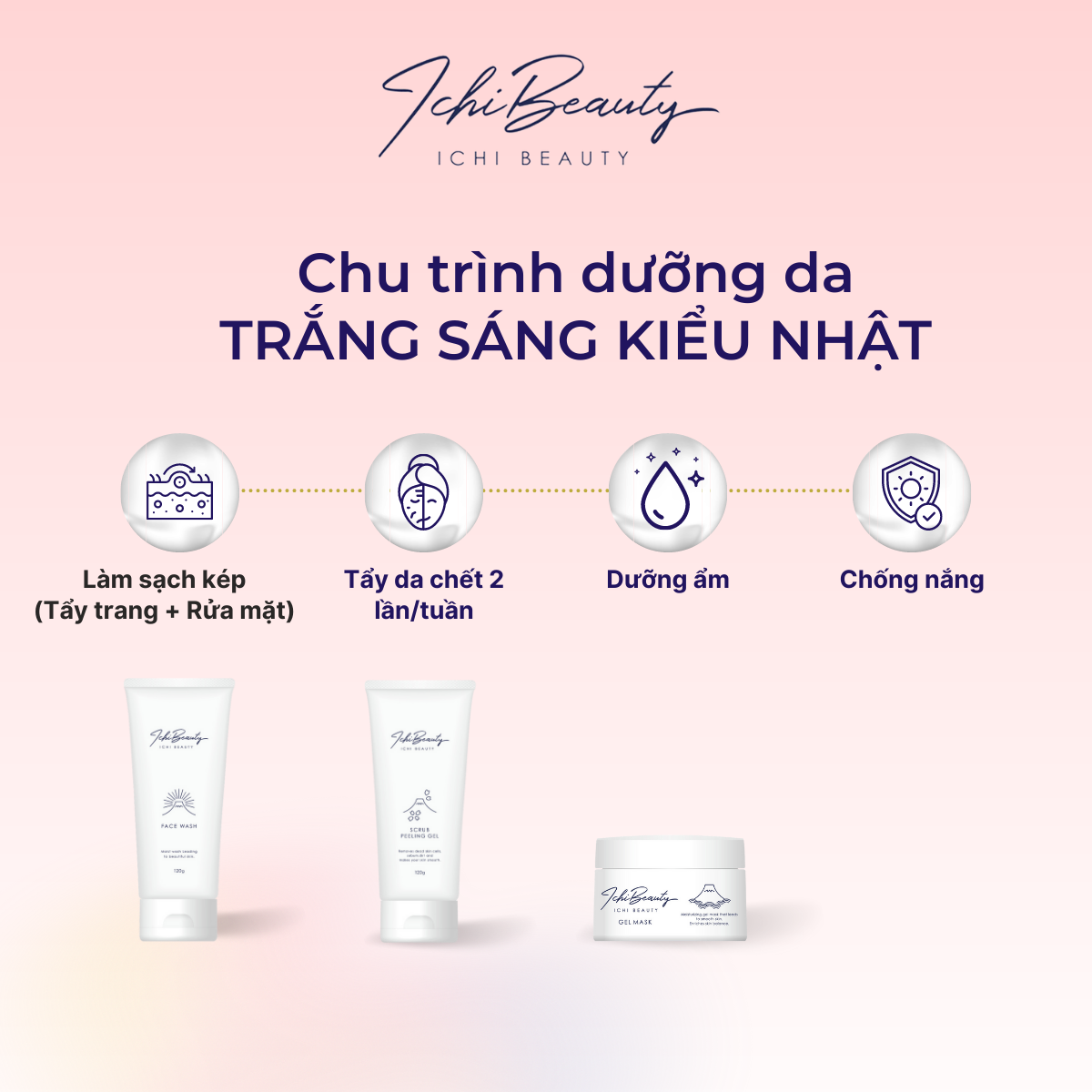 Combo Chăm Sóc Da Làm Sạch Sâu Ngừa Mụn Hiệu Quả Sữa rửa mặt cho da dầu và Tẩy Da Chết Ichi Beauty Scrub Peeling Ichi Beauty chiết xuất cam Yuzu 120g chính hãng Nhật Bản