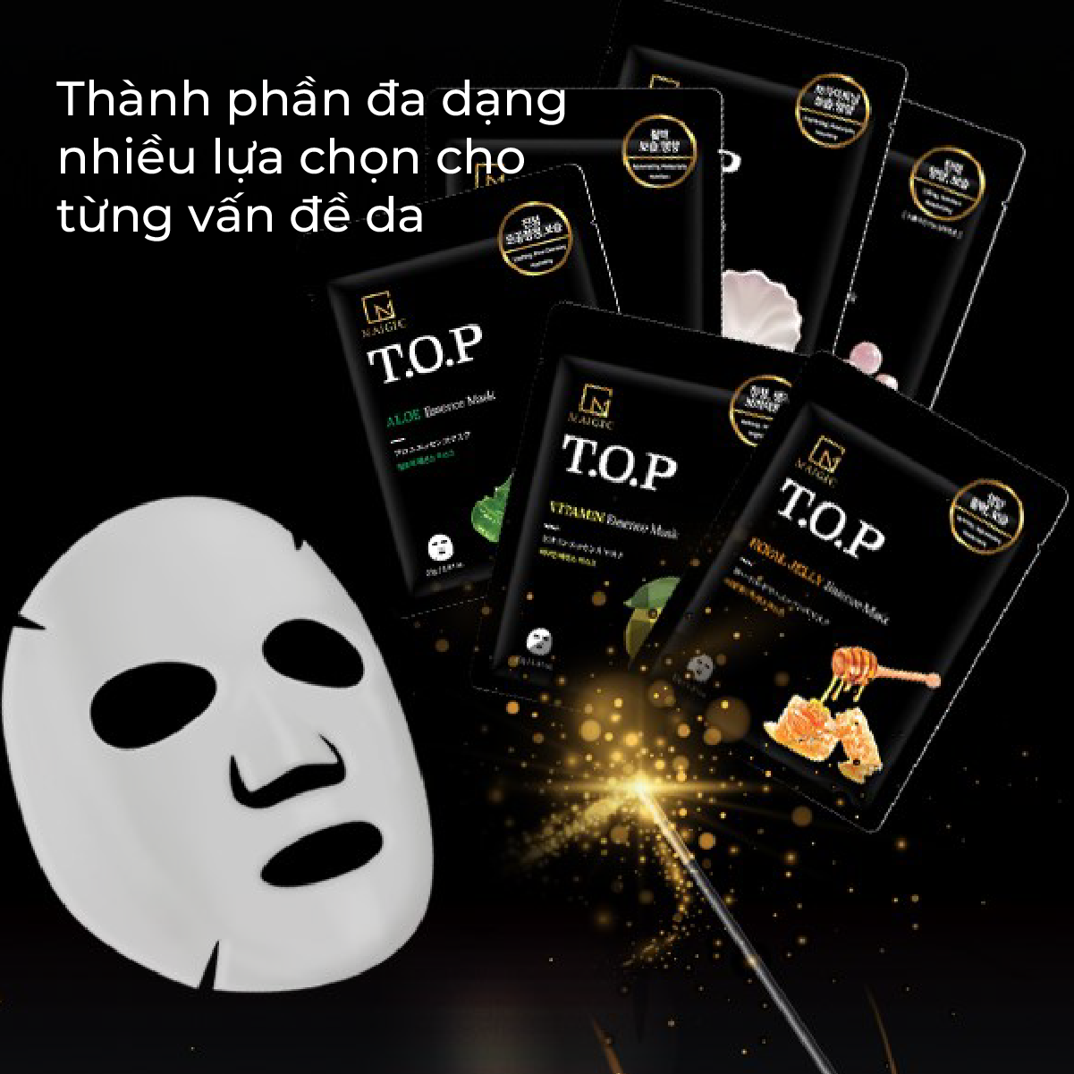Mặt nạ giấy dưỡng ẩm, trắng da, phục hồi da Maigic T.O.P Essence Mask - Hàn Quốc