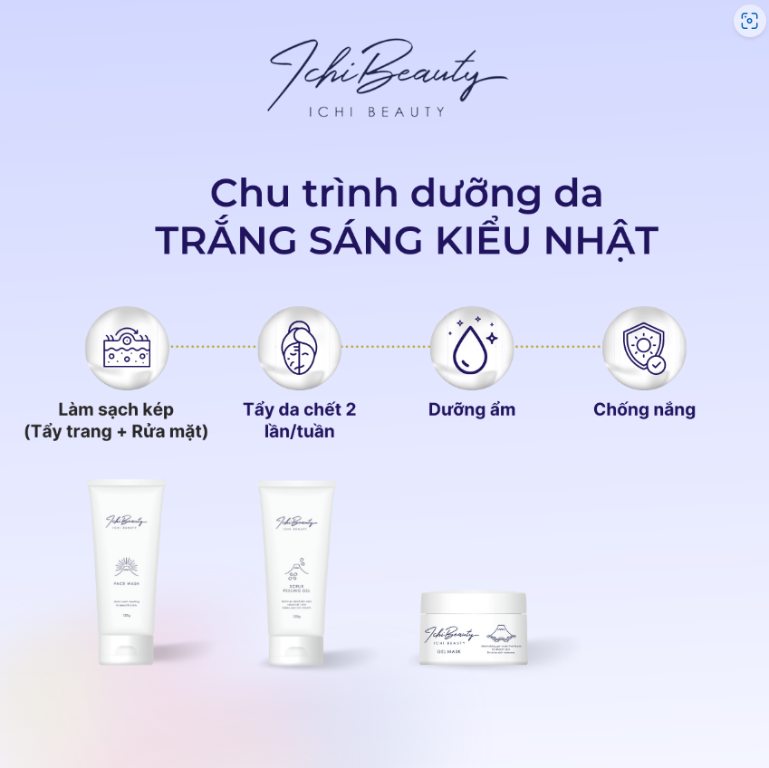 Combo Dưỡng Trắng Da Ichi Beauty Chiết Xuất Cam Nhật Bản Yuzu gồm Kem Dưỡng 40ml và Sữa Rửa Mặt 120g và Tẩy Da Chết 120g