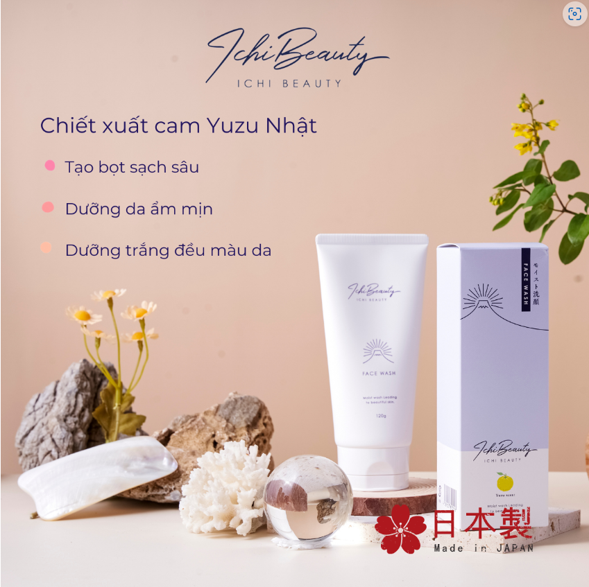 Combo Dưỡng Trắng Da Ichi Beauty Chiết Xuất Cam Nhật Bản Yuzu gồm Kem Dưỡng 40ml và Sữa Rửa Mặt 120g và Tẩy Da Chết 120g
