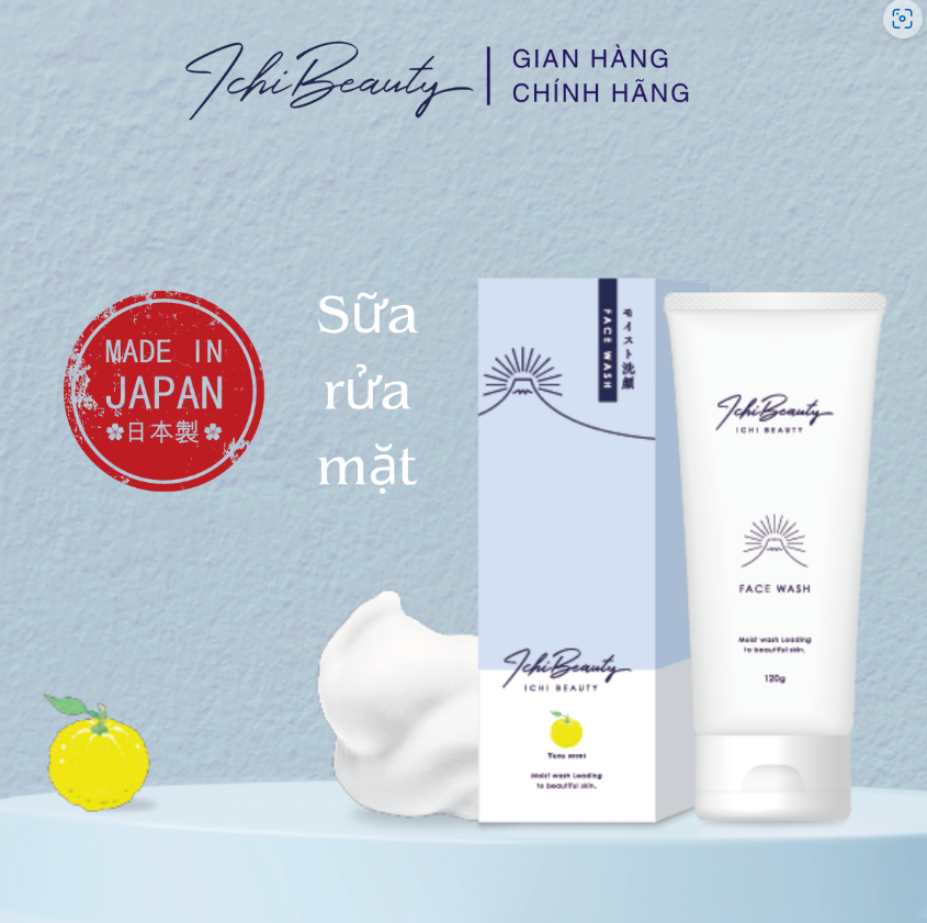 Sữa rửa mặt cho da dầu Ichi Beauty chiết xuất cam Yuzu Nhật Bản chính hãng 120g