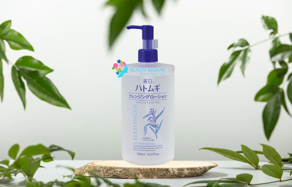 Nước tẩy trang chiết xuất ý dĩ trắng da cho da dầu mụn và da nhạy cảm Hatomugi Nhật Bản chính hãng - 500ml