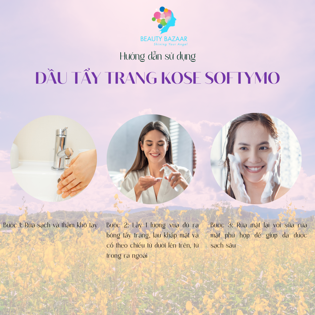 Tẩy trang sạch sâu dịu nhẹ cho da dầu mụn da khô da nhạy cảm Kose Softymo Cleansing dạng nước và dầu tẩy trang - Nhật Bản 230ml 200ml