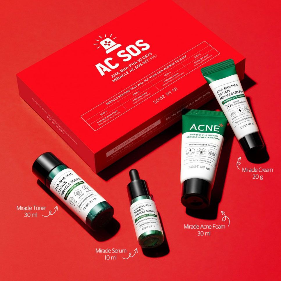 Bộ Dưỡng Da Giảm Mụn SOME BY MI AHA - BHA - PHA 30 DAYS MIRACLE AC SOS KIT (4 món)