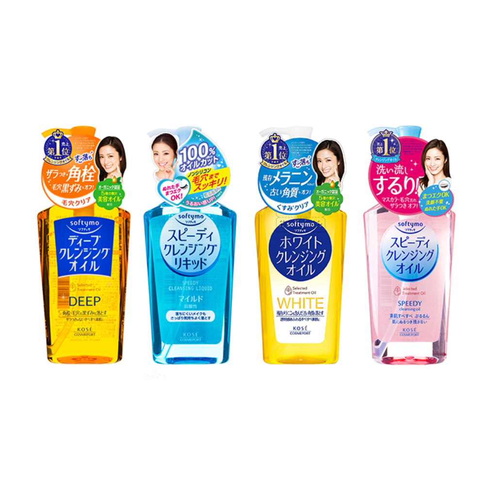 Tẩy trang sạch sâu dịu nhẹ cho da dầu mụn da khô da nhạy cảm Kose Softymo Cleansing dạng nước và dầu tẩy trang - Nhật Bản 230ml 200ml