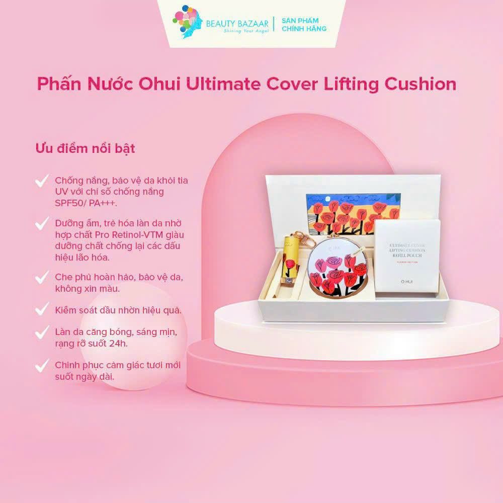 Bộ Phấn Nước Ohui Ultimate Cover Lifting Cushion 2023 Flower Edition
