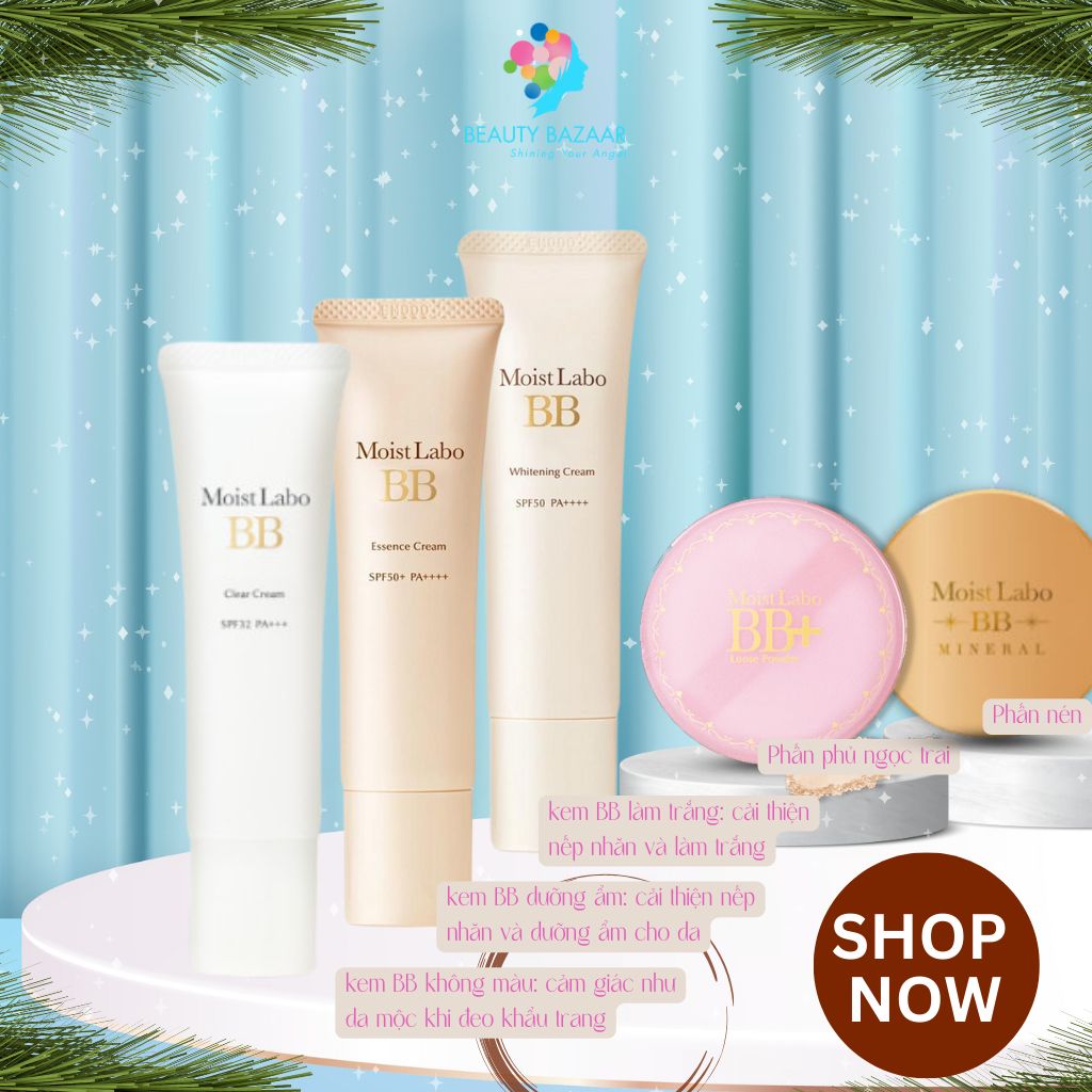 Phấn nền kiềm dầu chống nước nâng tone chất lì Meishoku Moist Labo BB Mineral Pressed Powder – Nhật Bản