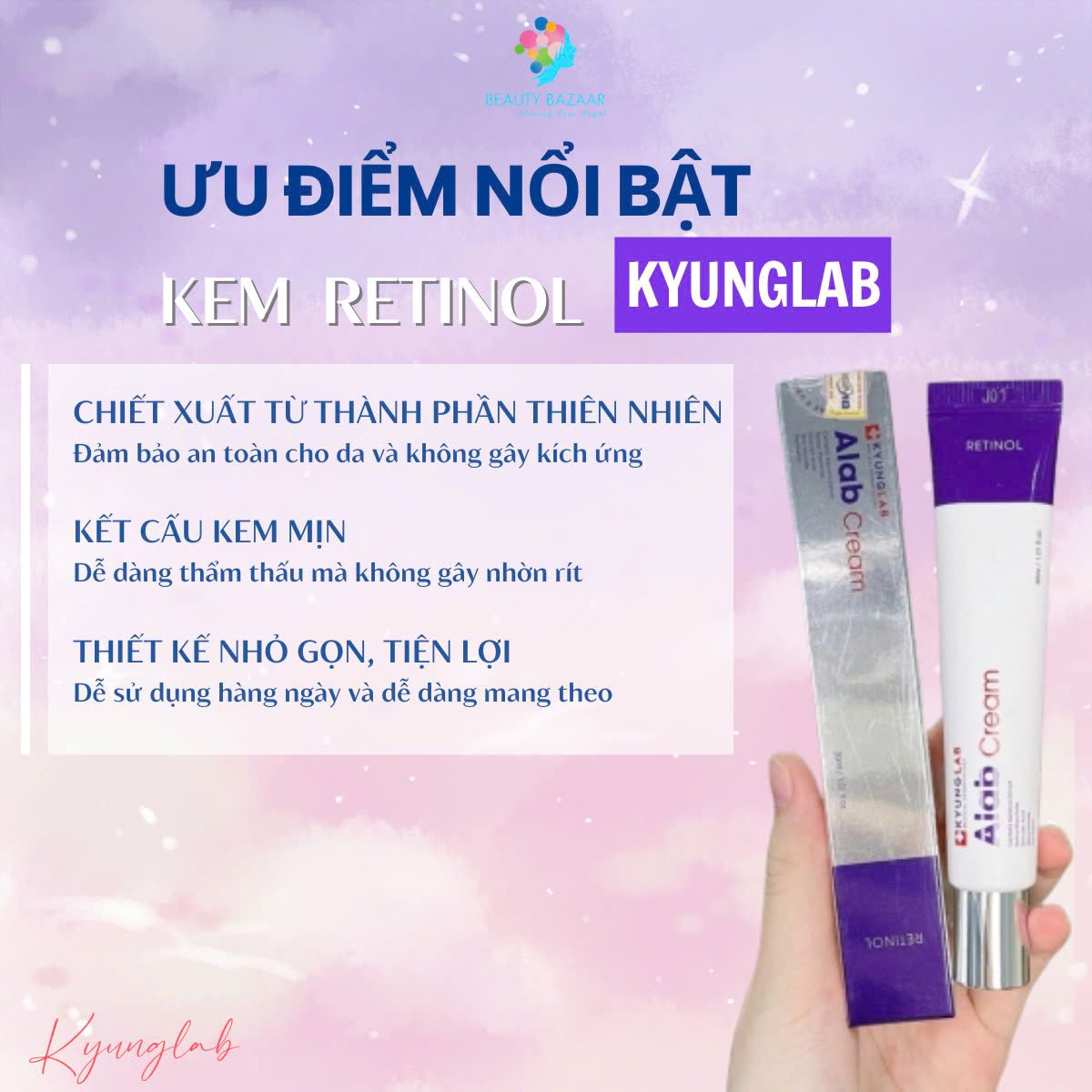 Kem retinol KyungLab Alab Retinol Cream dưỡng ẩm phục hồi da chống lão hoá 30ml Hàn Quốc
