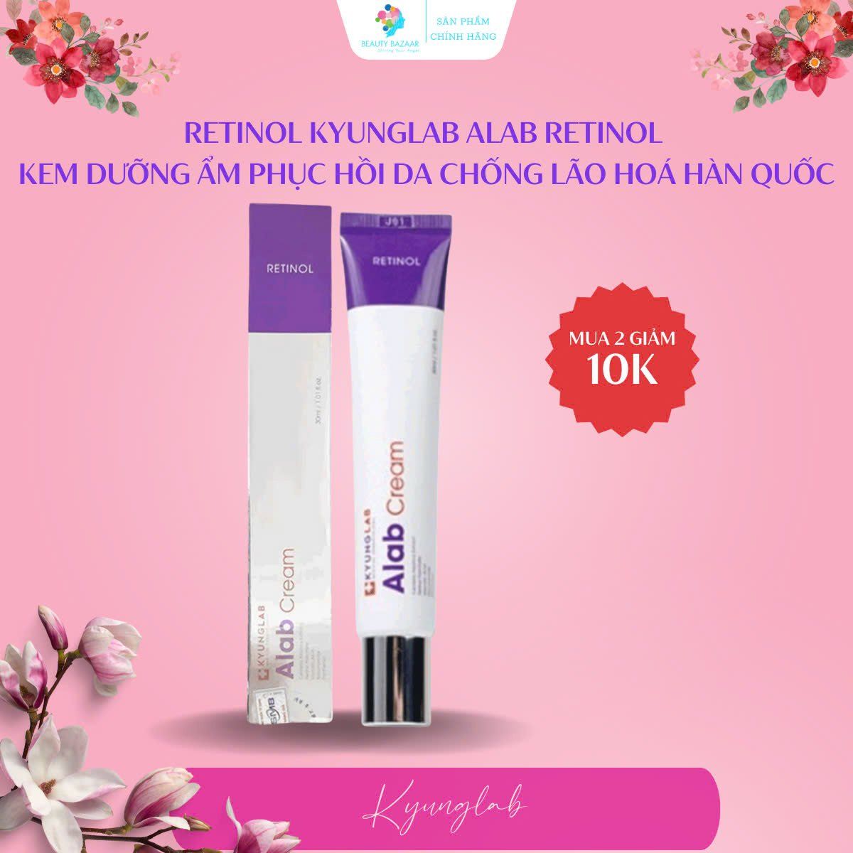Kem retinol KyungLab Alab Retinol Cream dưỡng ẩm phục hồi da chống lão hoá 30ml Hàn Quốc