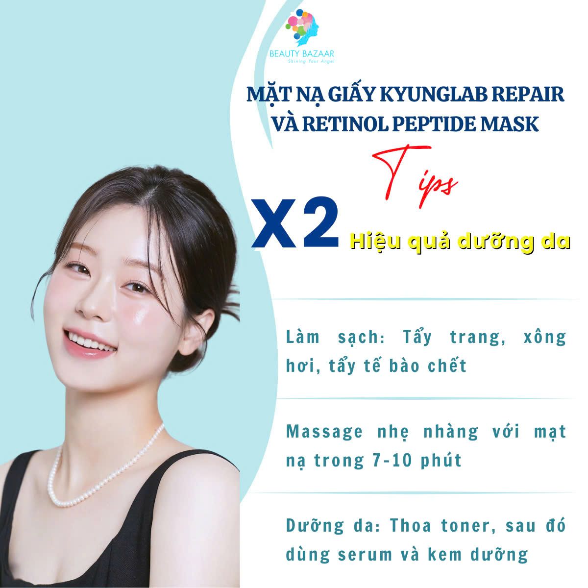 Mặt nạ giấy Kyunglab Repair và Retinol Peptide Mask dưỡng trắng phục hồi và tái tạo da Hàn Quốc 25ml
