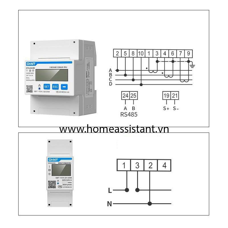 Công tơ điện tử RS485 Modbus CHINT đồng hồ đo điện 2 chiều 3 pha DTSU666 tìm hiểu thêm!