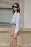  High-Lo Collar Striped shirt 