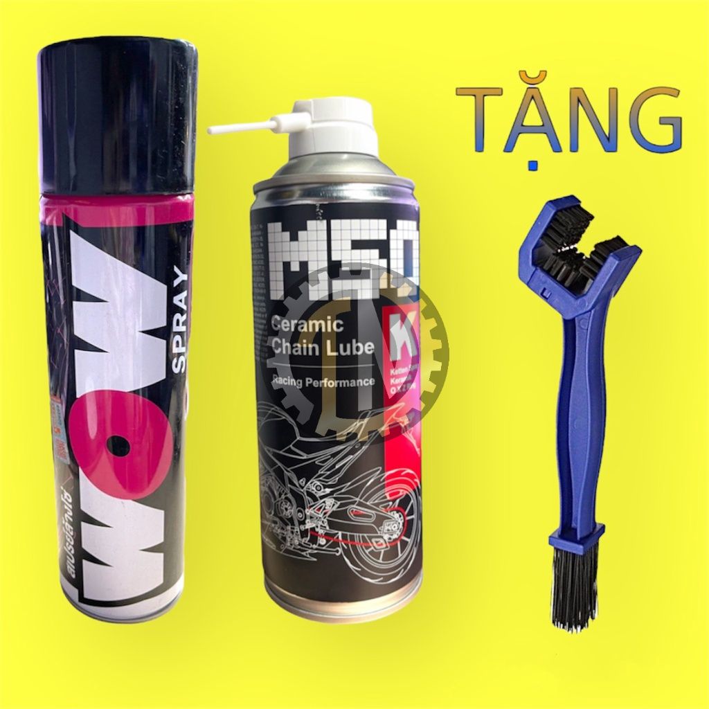 Combo dưỡng sên Voltronic M50 400ml + vệ sinh sên Wow 600ml hàng chính hãng tặng bàn chải chà sên