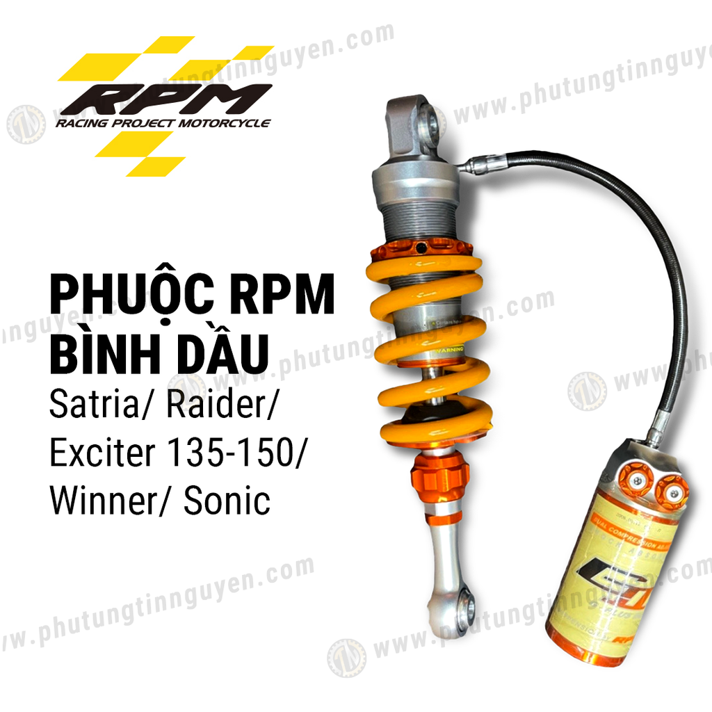 Phuộc RPM bình dầu xe Ex 135-150, Winner, Sonic, Satria-Raider 150 chính hãng có bảo hành