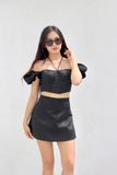  Quần giả váy taffeta đen 