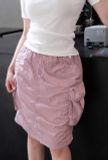 Chân Váy MLB Gorpcore Glossy Nylon Puckering Cargo Midi Skirt BOSTON REDSOX 3FSKB0453-43PPM Màu Hồng Dâu