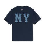 Áo Phông MLB Basic Coopers Denimlike Logo Overfit T Shrts NEW YORK YANKEES 3ATSB1053-50NYS Màu Xanh Navy