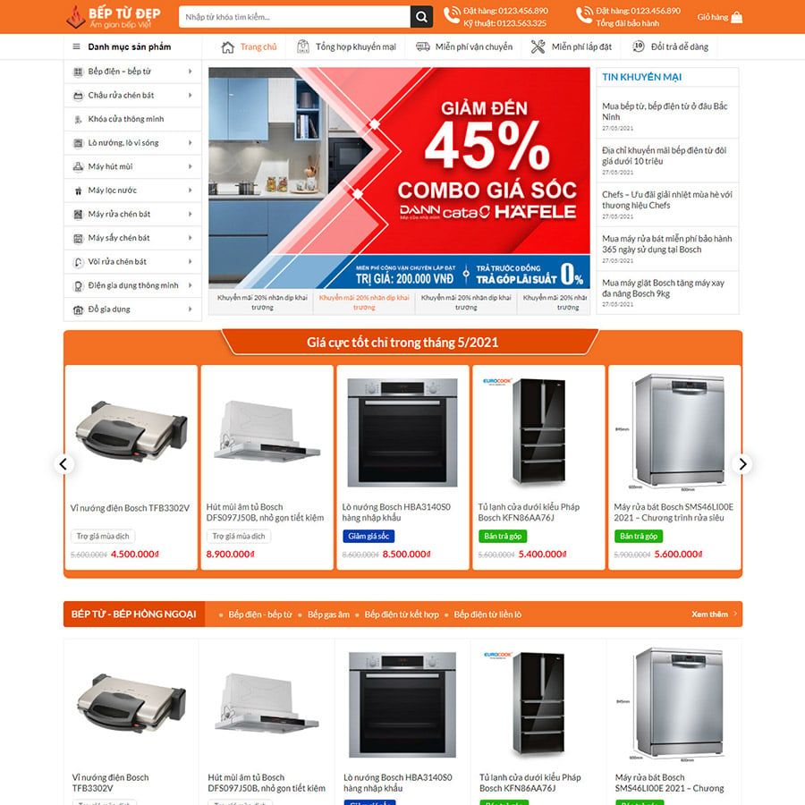Theme Wordpress Bán Bếp Từ