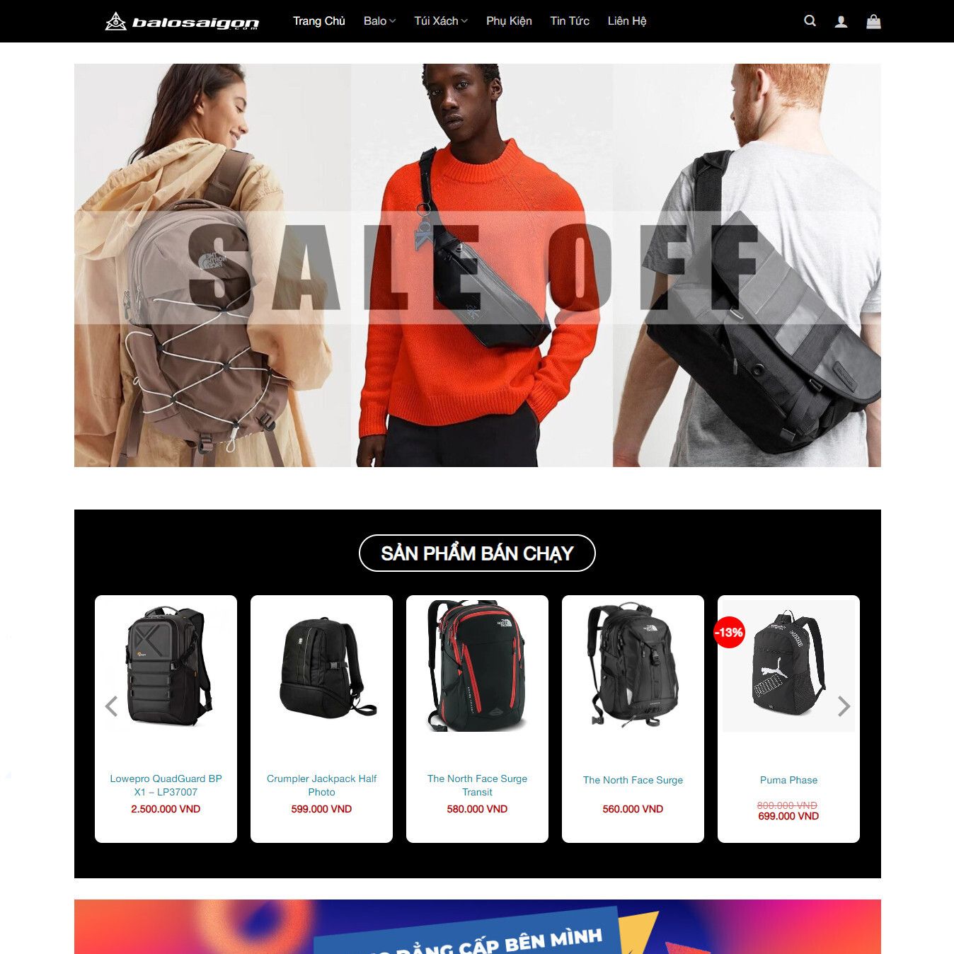 Giao diện Web Bán Balo