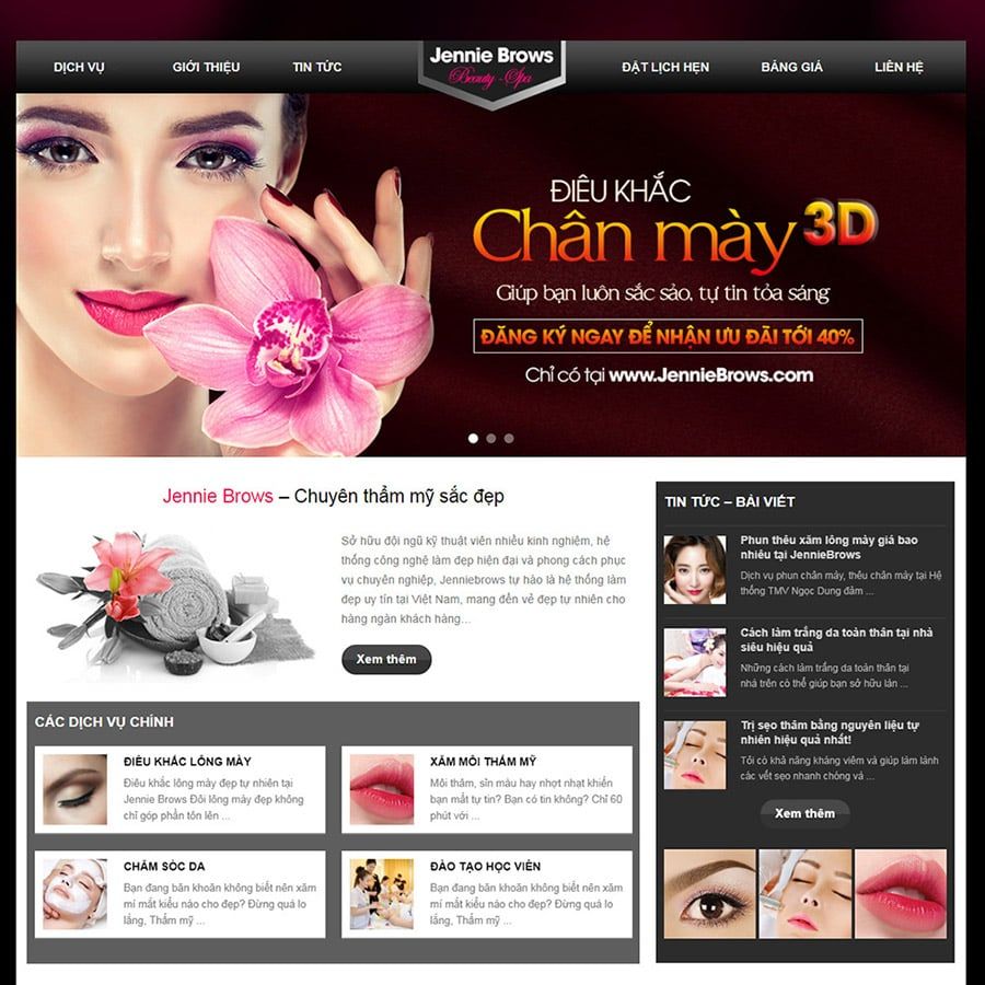 Theme Wordpress Dịch Vụ Phun Xăm