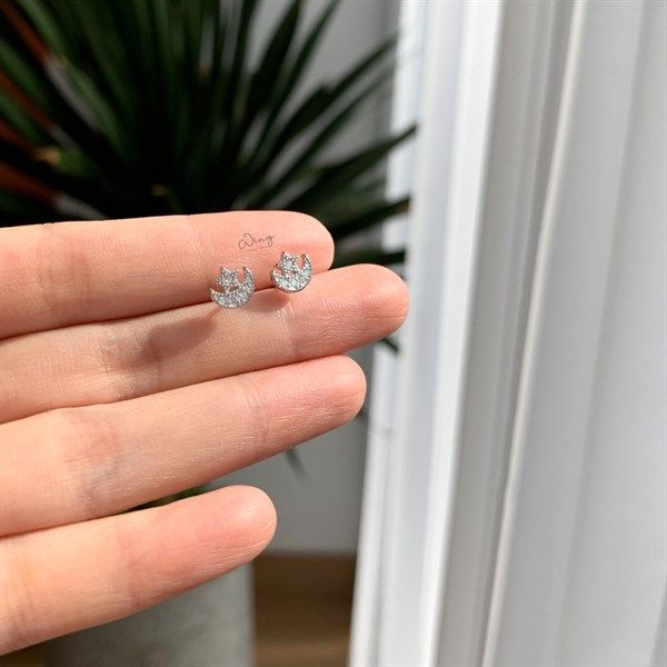 Khuyên Trăng Sao Gắn Đá Mini (Đôi)