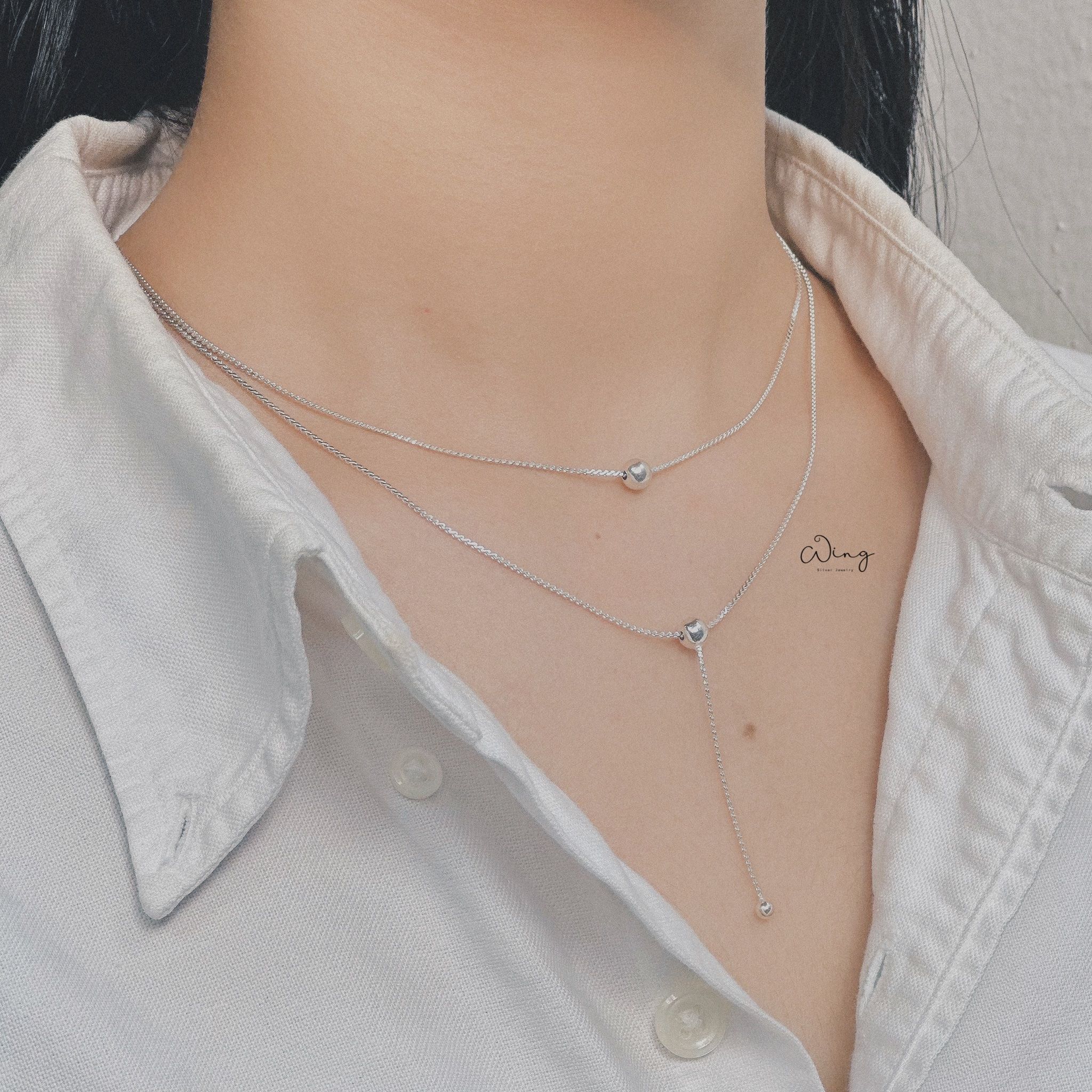 Dây Chuyền Sợi Xoắn Hai lớp Mặt Bi Tròn (Chiếc)