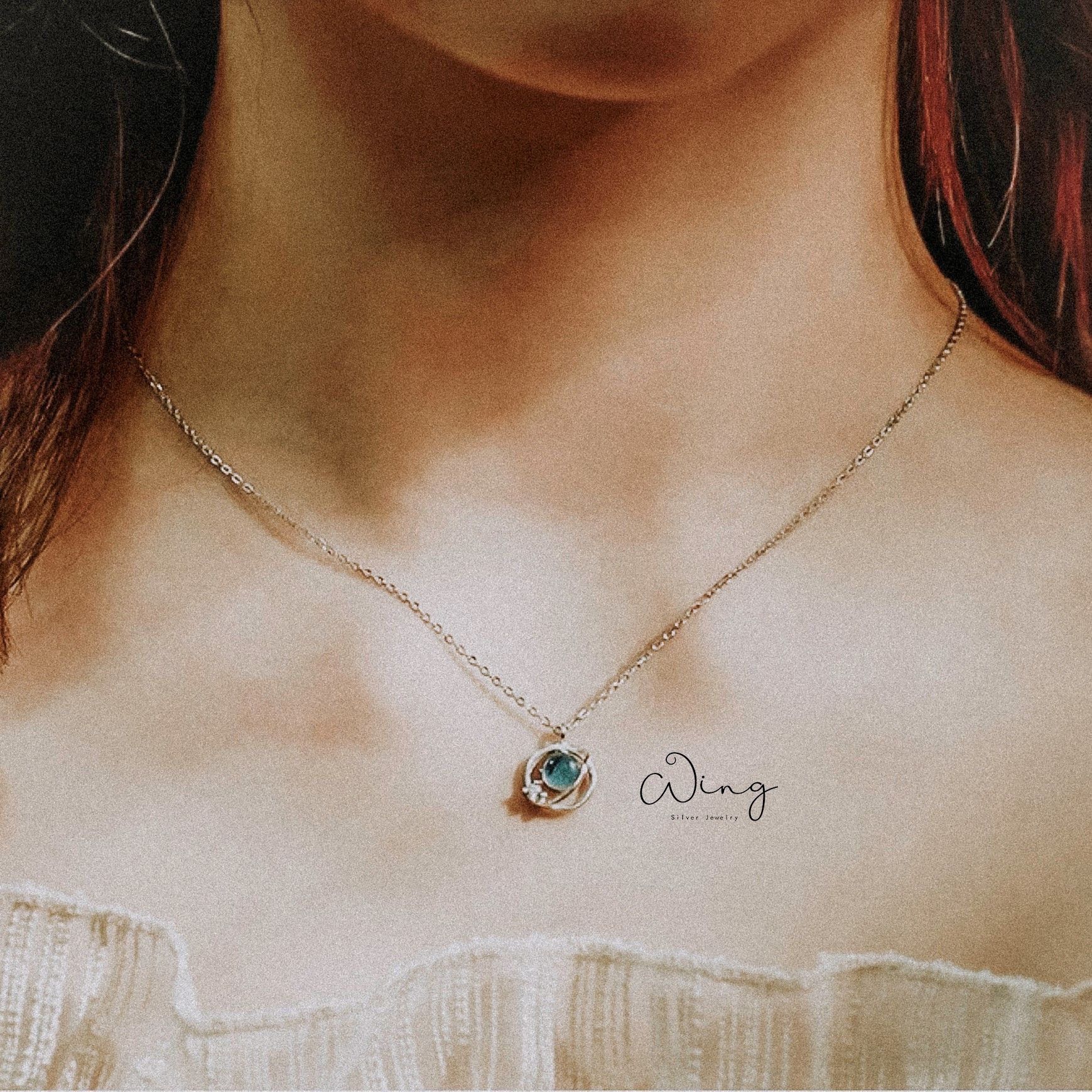 Dây Chuyền Sao Thổ Đá Xanh
