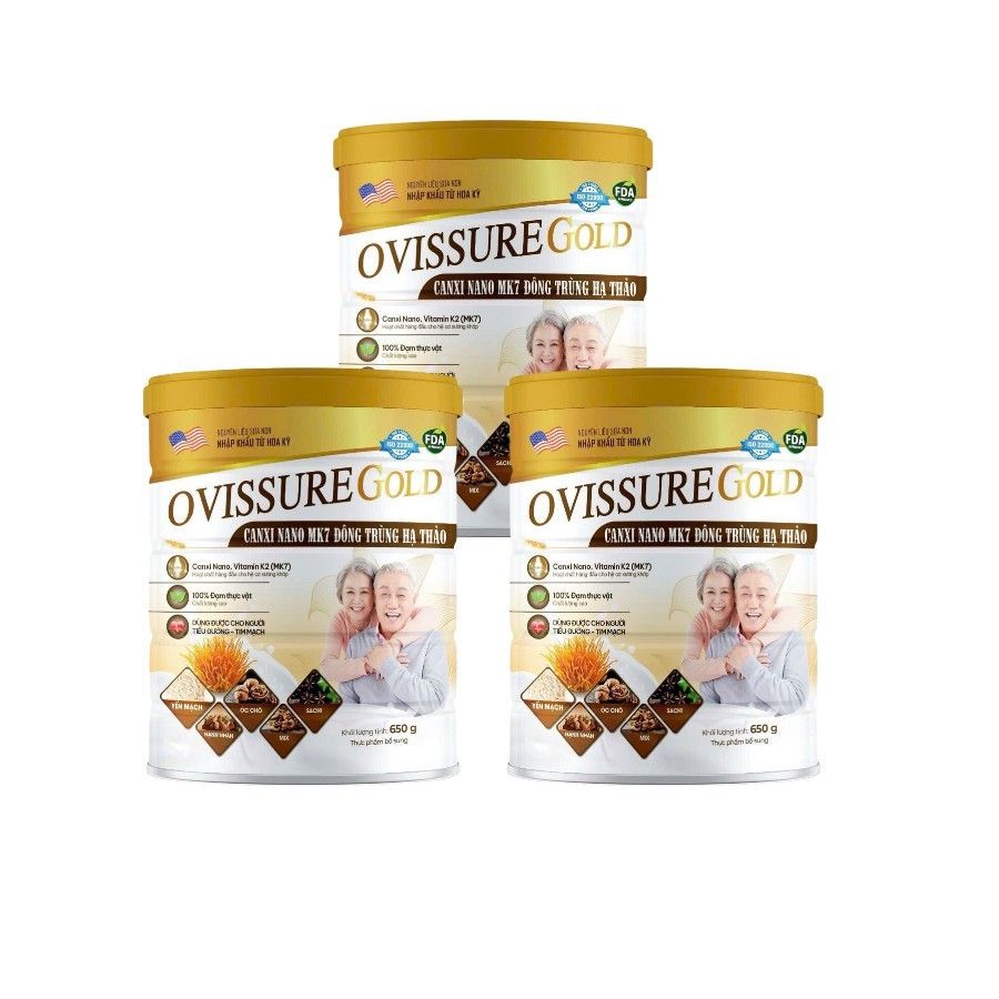 Sữa hạt OVISSURE GOLD Canxi Nano MK7 650g - Lon sơn