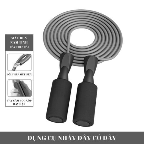 Dây nhảy dây thể dục có dây, lõi thép bọc nhựa PVC, bền bỉ, giá rẻ