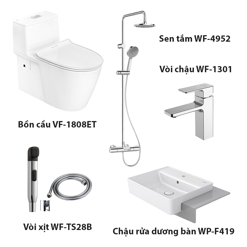 Combo American Standard VF-1808ET + WP-F419 + WF-TS28B + WF-1301 + WF-4952