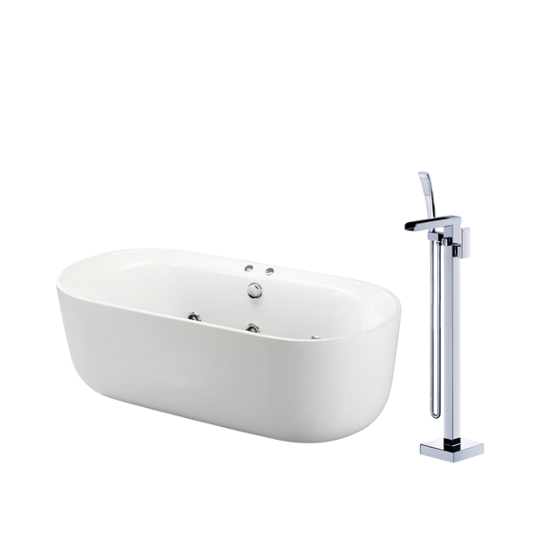 Combo bồn tắm chân yếm lập thể + vòi sen đứng bồn tắm nóng lạnh Caesar MT0770 + AS689C