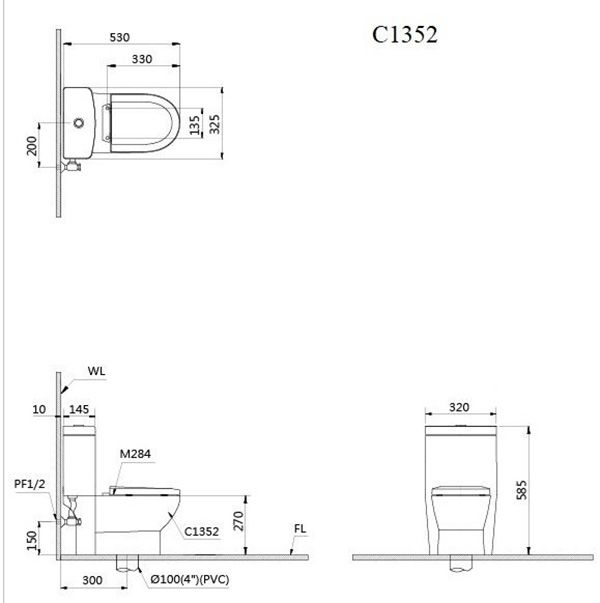 Bàn cầu 1 khối Caesar C1352