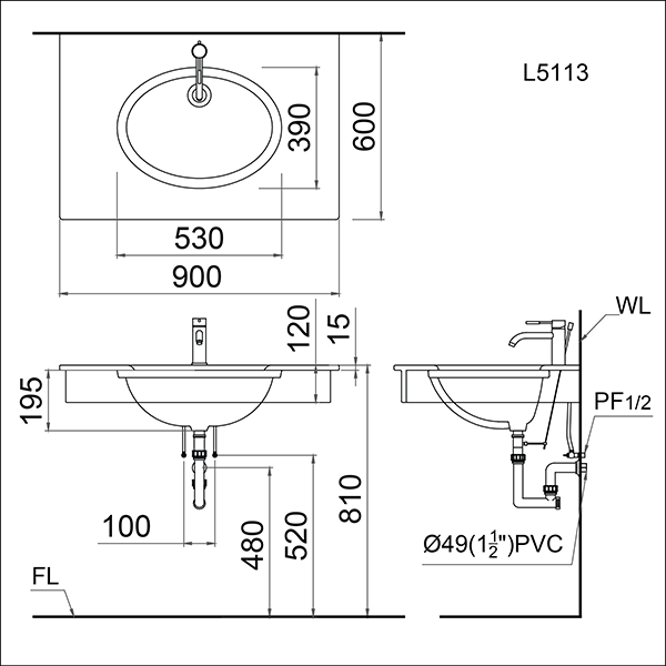 Chậu rửa âm bàn Caesar L5113
