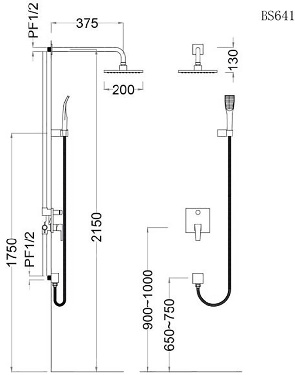 Vòi sen âm tường nóng lạnh Caesar BS641