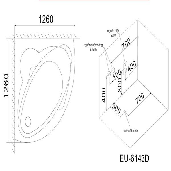  Bồn tắm massage Euroking EU-6143D 