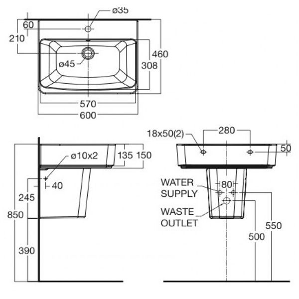 Chậu rửa treo tường 0507-WT American Standard