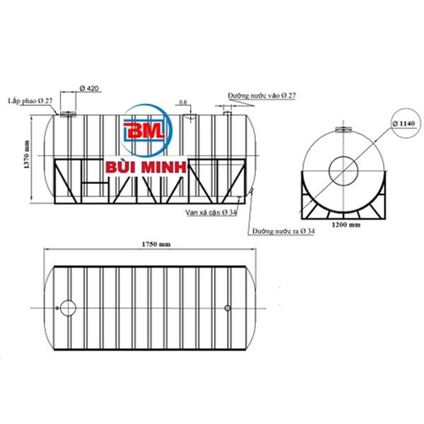 Bồn nước inox ngang Sơn Hà SHN2000(F1140)