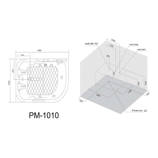  Bồn tắm massage Nofer PM-1010 