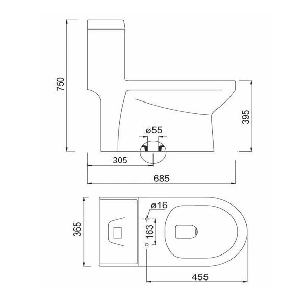 Bàn cầu 1 khối Sanfi S301
