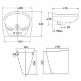  Chậu rửa treo tường Sanfi S506 + chân S602 