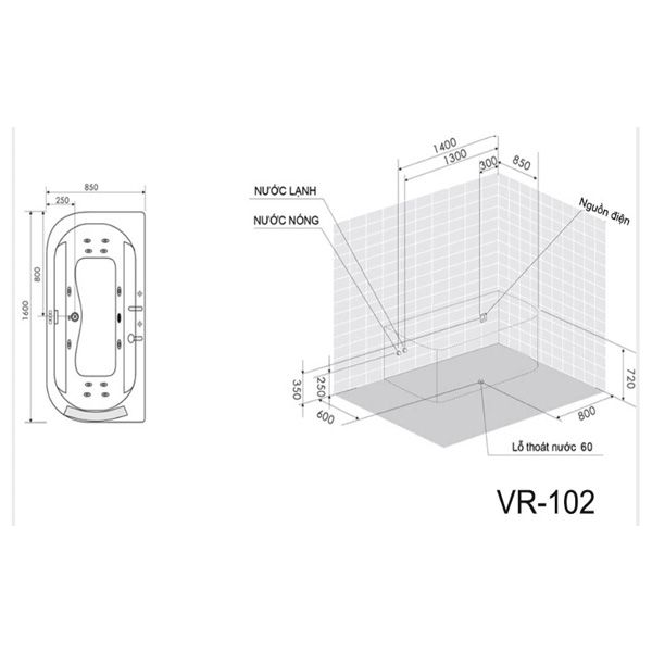 Bồn tắm massage Nofer VR-102