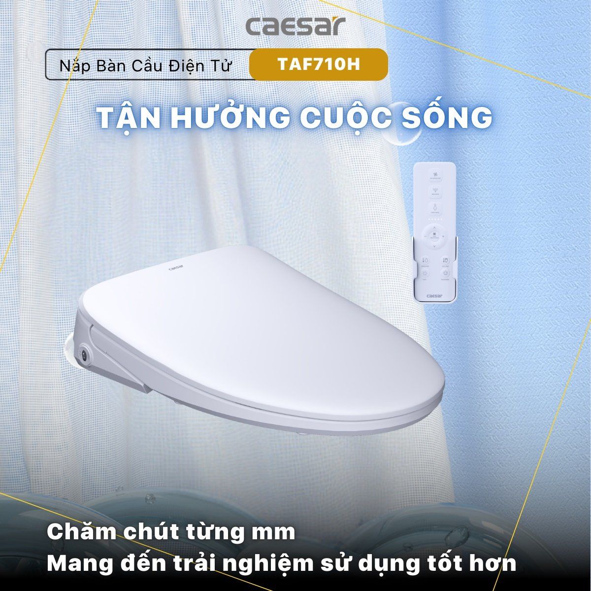 Bàn cầu 2 khối Caesar CD1340 (không nắp) + nắp rửa TAF710H