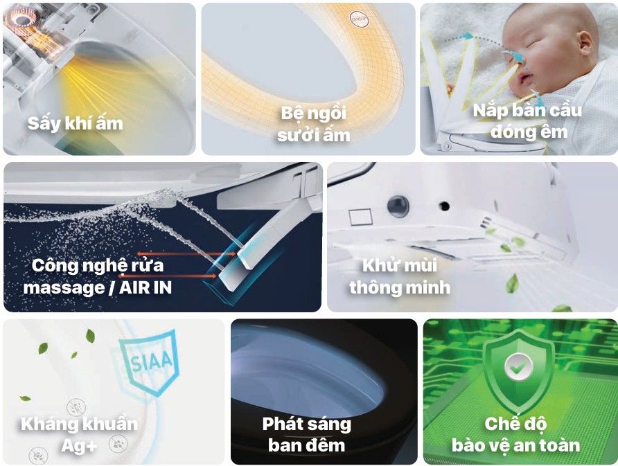 Bàn cầu 1 khối Caesar CD1395 (không nắp) + nắp rửa TAF710H
